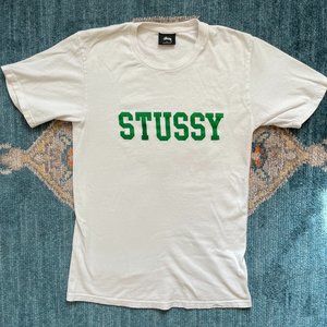 Stussy Green White Logo T-Shirt Mens Small